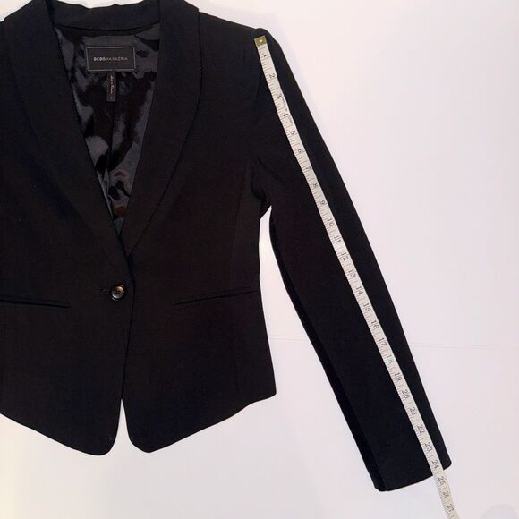 BCBGMaxazria Blazer Jacket Black Long Sleeve Button Front Career Workwear sz S - Picture 9 of 10